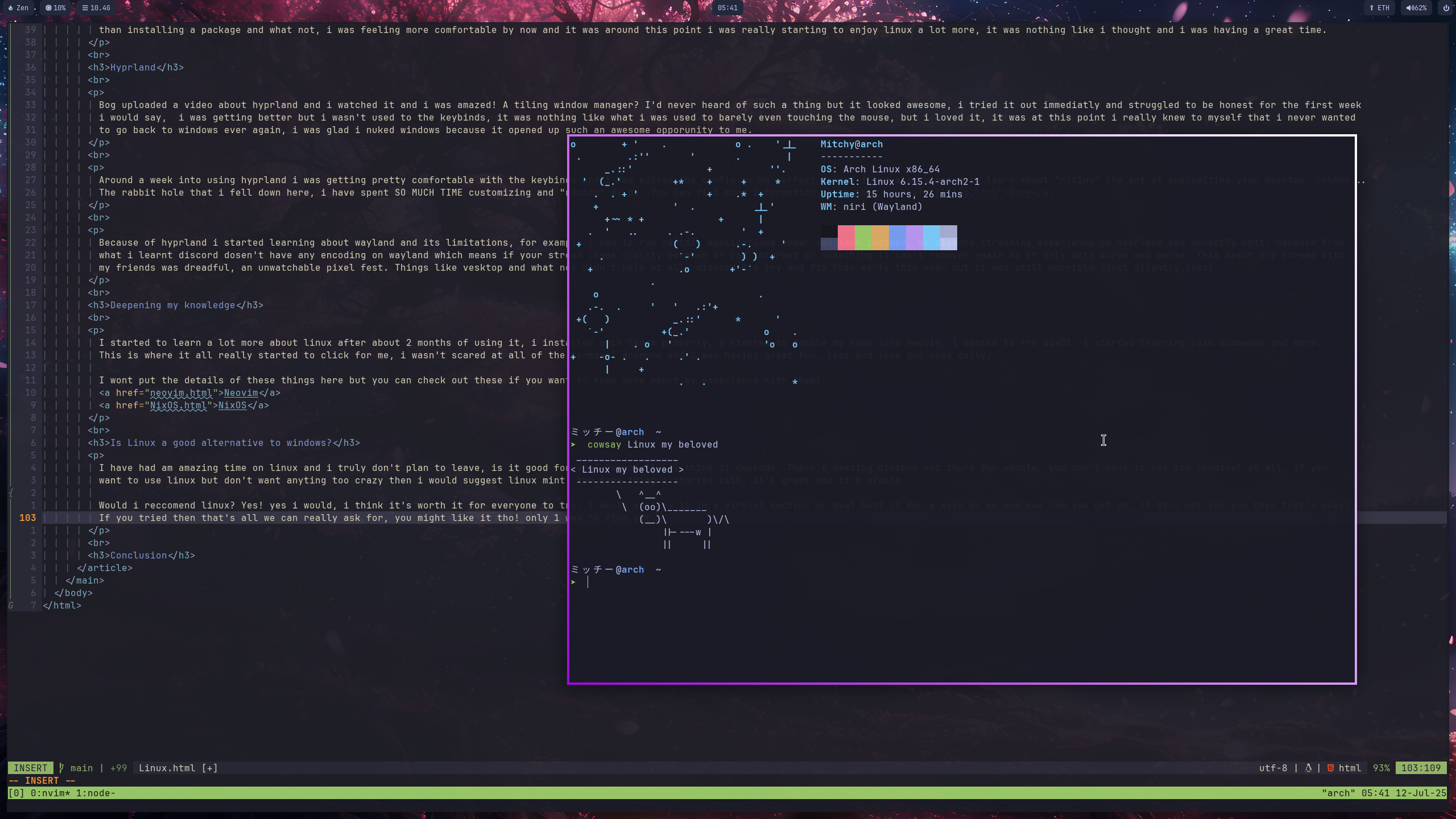 An image showing my current linux desktop!